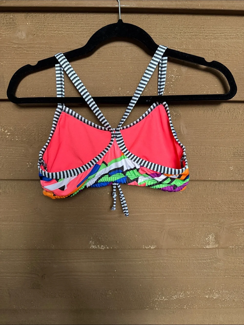 Dolfin Neon Geo-Print GirlsSwim Top in Orange, Pink, Green, Purple, Blue size M